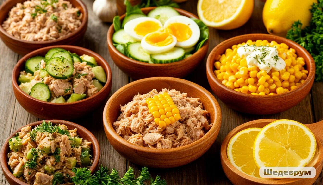 🥗 Топ-5 салатов из консервированного тунца: просто, сытно, вкусно