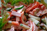 Салаты из ветчины и колбасы